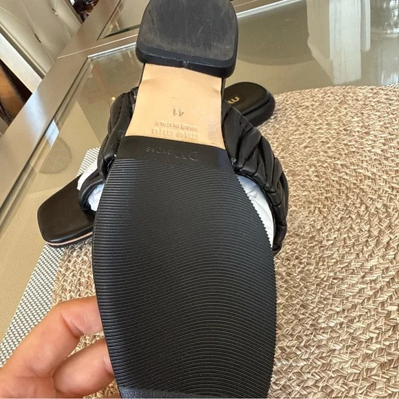 Miumiu flit flop  Black Sandals with Gold Accents - Picture 4 of 5